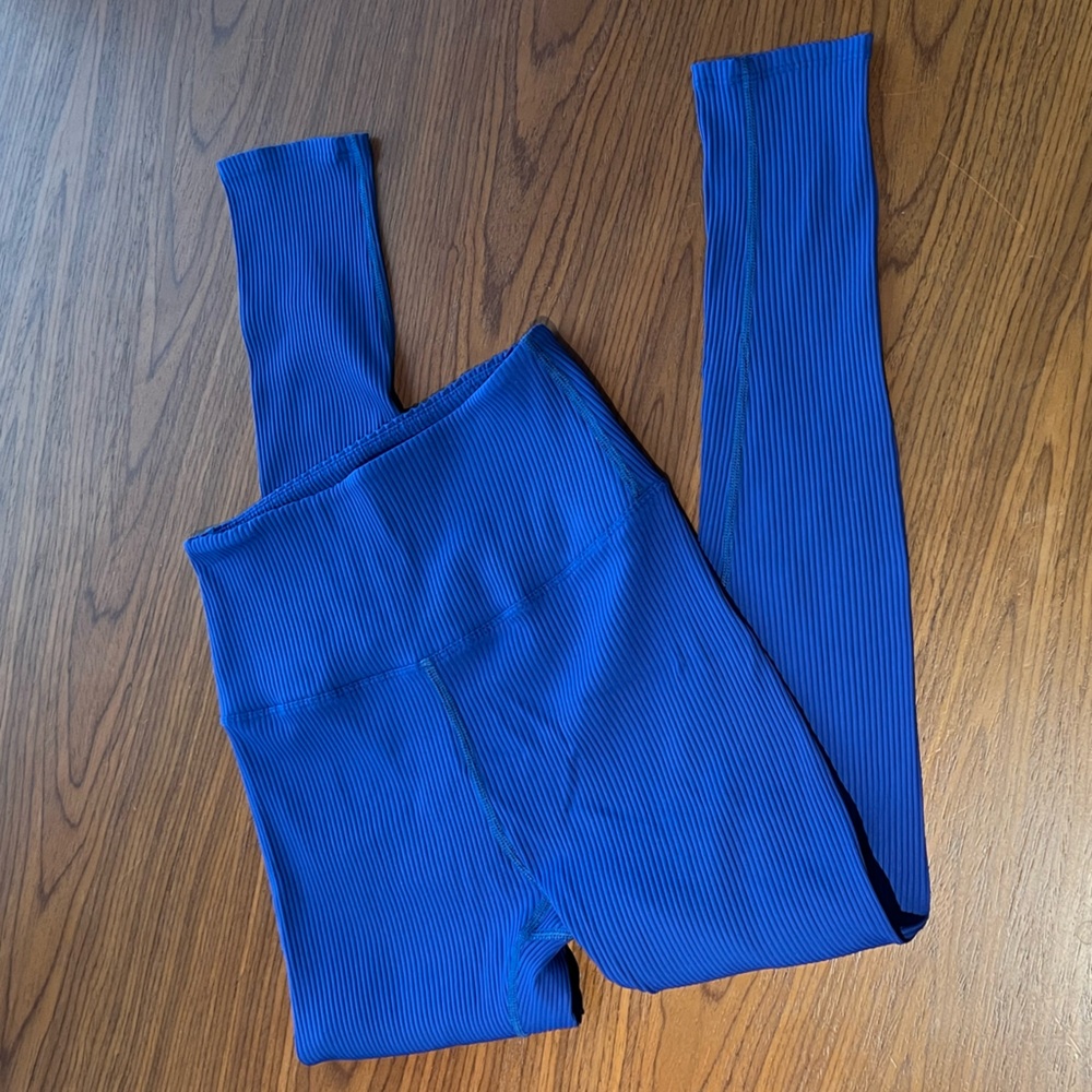 Carbon38 Blue Ribbed Leggings Size Small